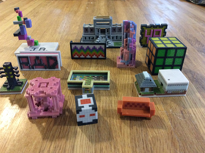All 3D prints on a table